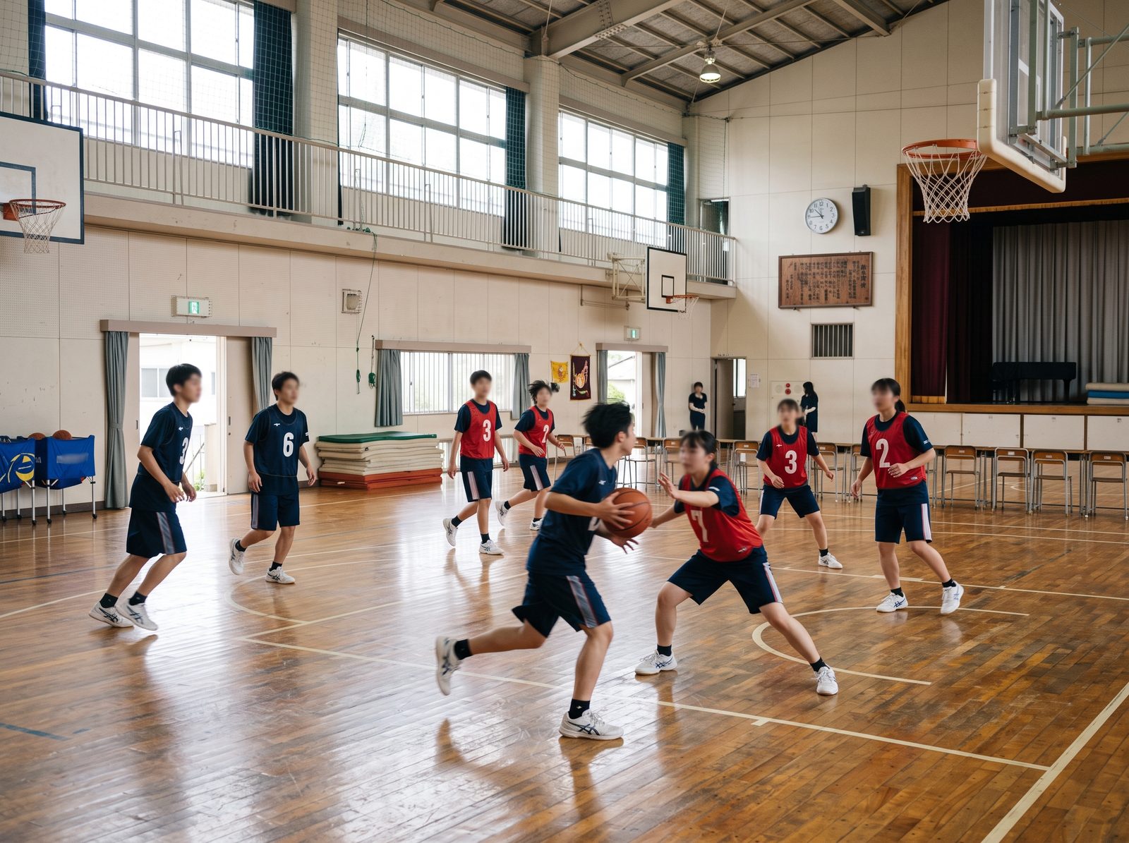 部活動の練習の場面